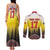 Custom Romania Football Go Champions Couples Matching Tank Maxi Dress and Long Sleeve Button Shirt Romanian Traditional Patern