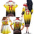 Custom Romania Football Go Champions Family Matching Off The Shoulder Long Sleeve Dress and Hawaiian Shirt Romanian Traditional Patern