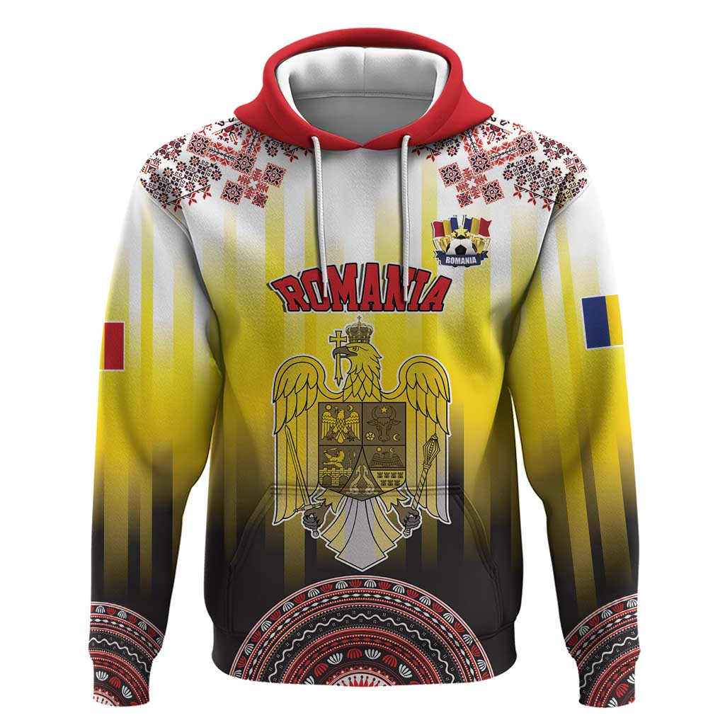 Custom Romania Football Go Champions Hoodie Romanian Traditional Patern