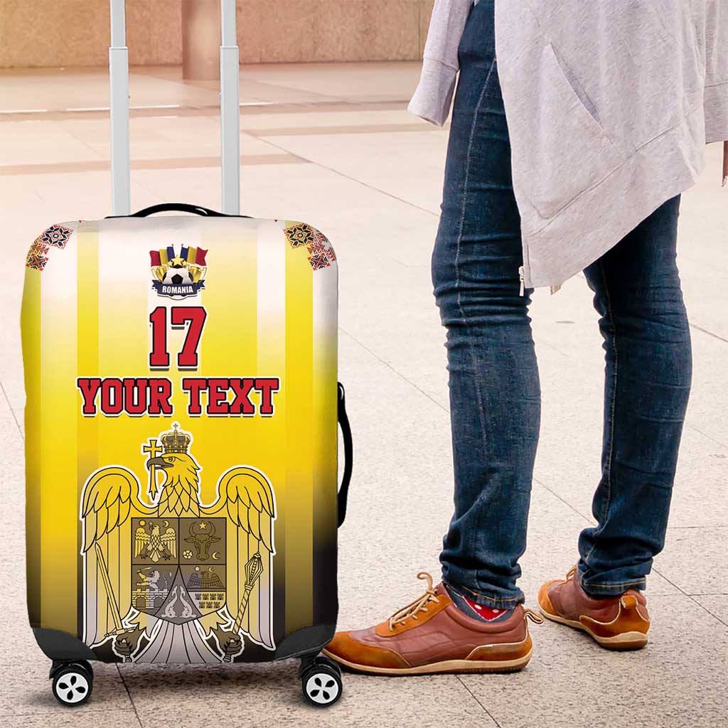 Custom Romania Football Go Champions Luggage Cover Romanian Traditional Patern