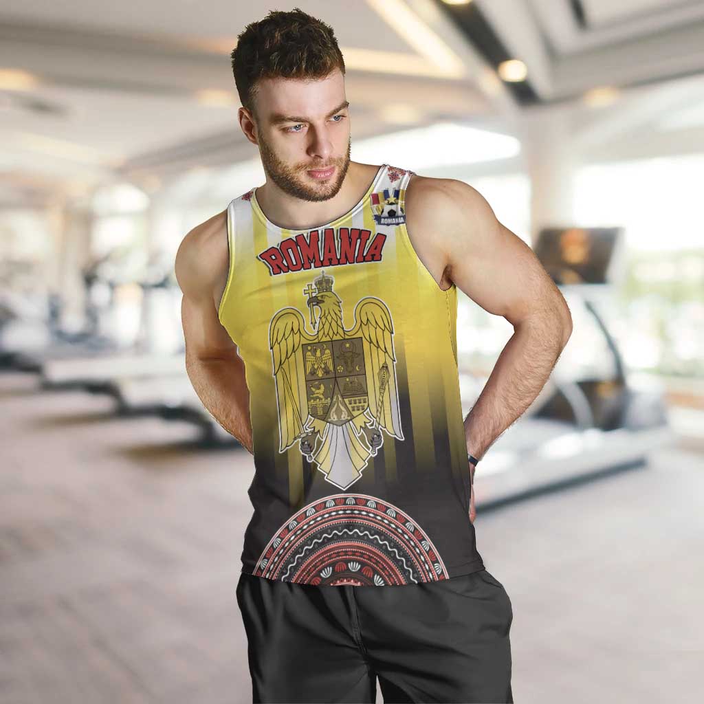 Custom Romania Football Go Champions Men Tank Top Romanian Traditional Patern