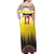 Custom Romania Football Go Champions Off Shoulder Maxi Dress Romanian Traditional Patern