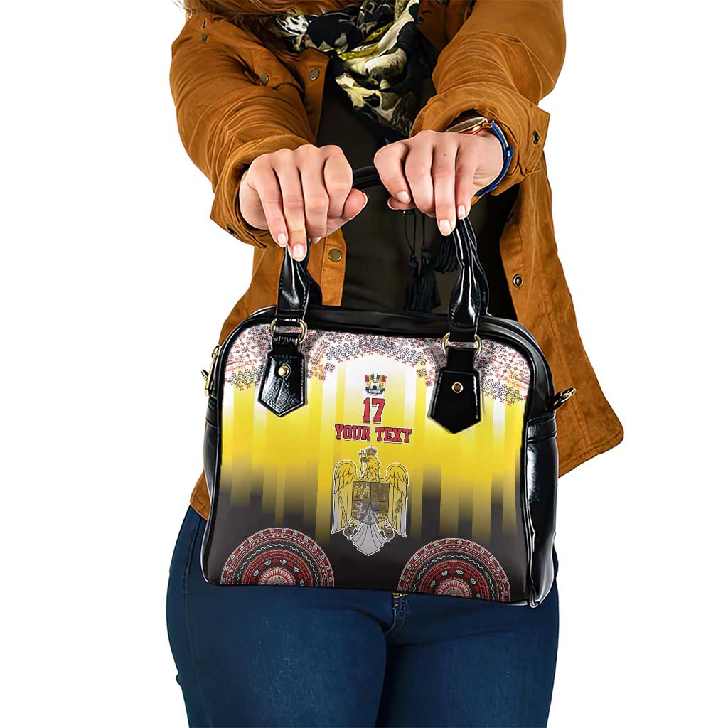 Custom Romania Football Go Champions Shoulder Handbag Romanian Traditional Patern