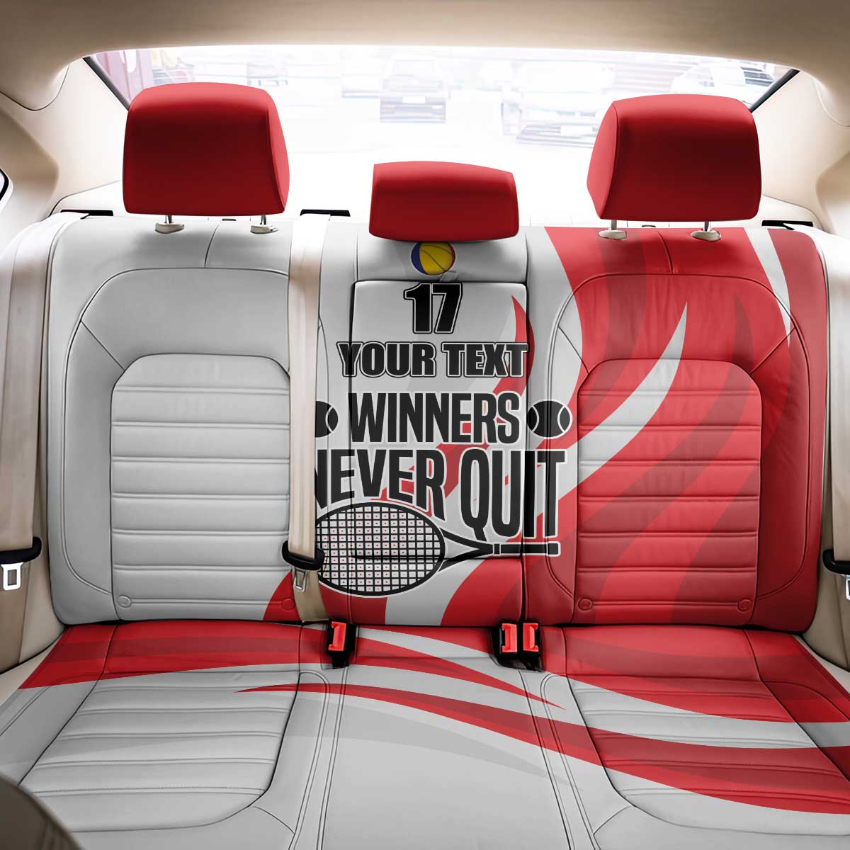 Custom Romania Tennis Winners Never Quit Back Car Seat Cover Sporty Style