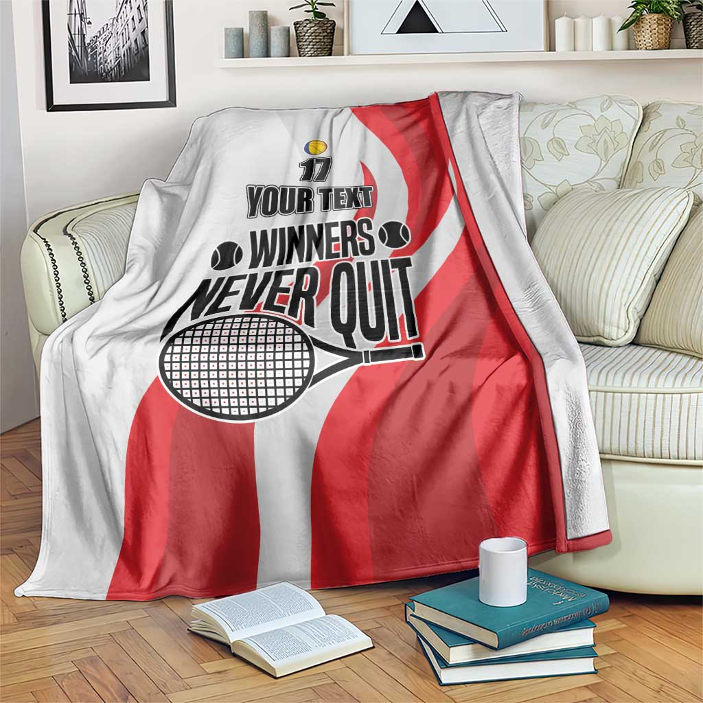 Custom Romania Tennis Winners Never Quit Blanket Sporty Style