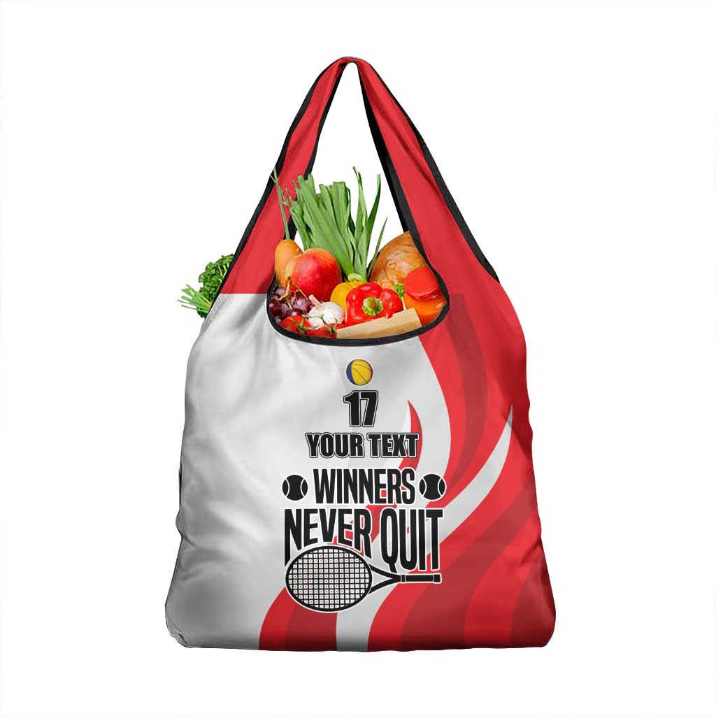 Custom Romania Tennis Winners Never Quit Grocery Bag Sporty Style