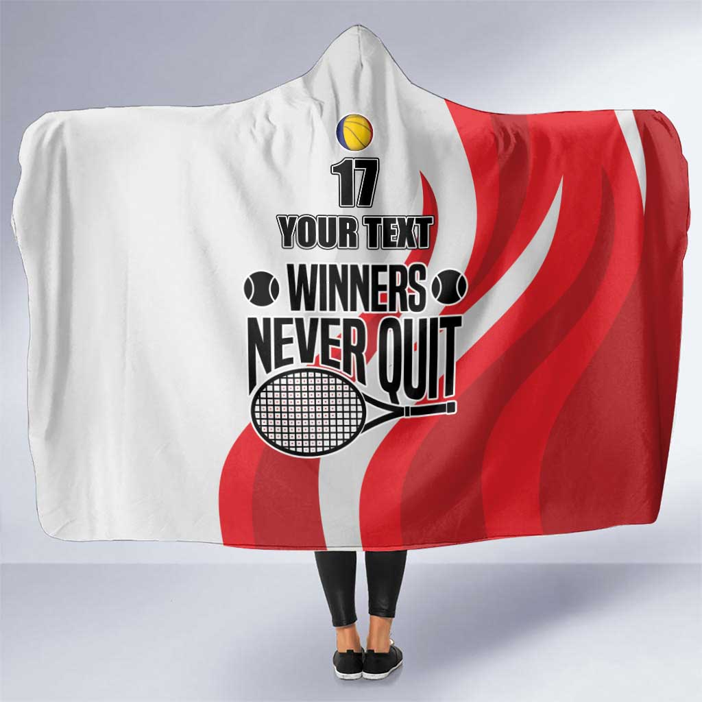 Custom Romania Tennis Winners Never Quit Hooded Blanket Sporty Style