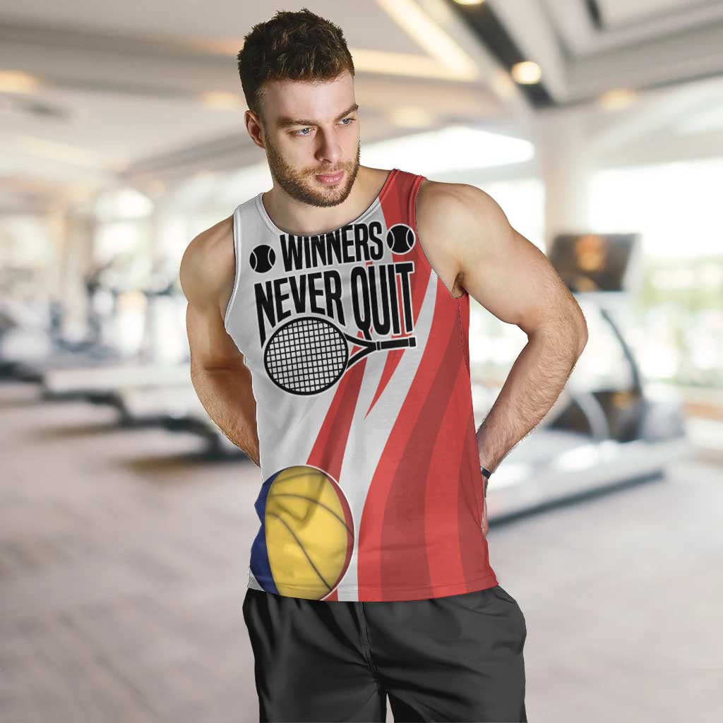 Custom Romania Tennis Winners Never Quit Men Tank Top Sporty Style