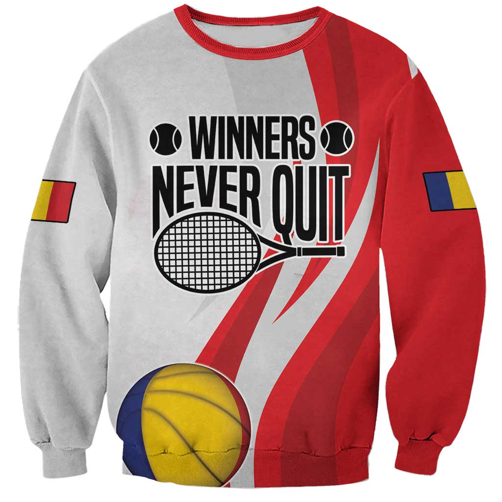 Custom Romania Tennis Winners Never Quit Sweatshirt Sporty Style