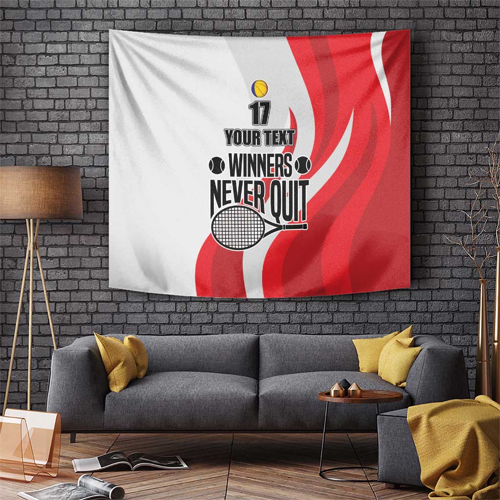 Custom Romania Tennis Winners Never Quit Tapestry Sporty Style