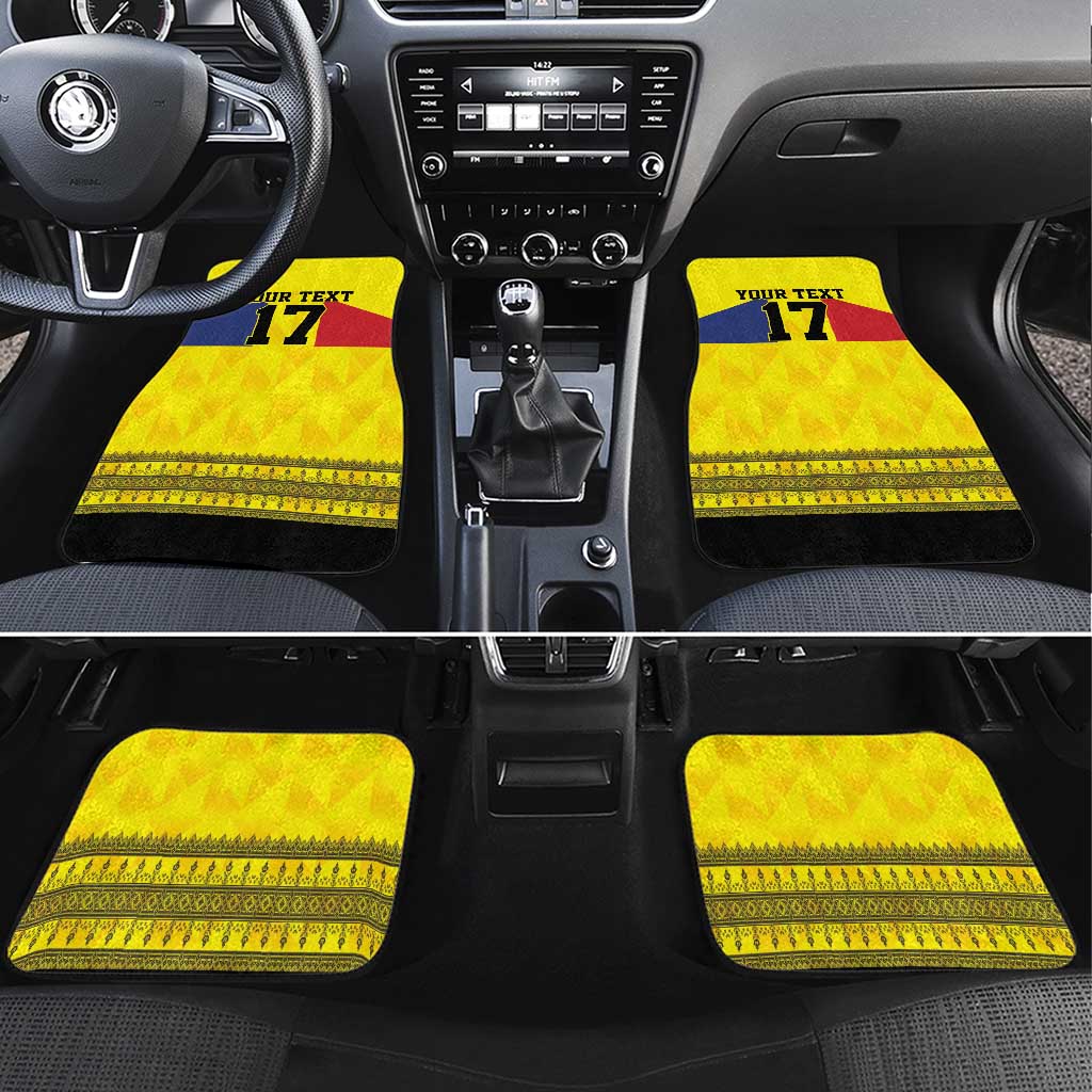 Custom Romania Rugby Go Champions Car Mats Romanian Traditional Patern