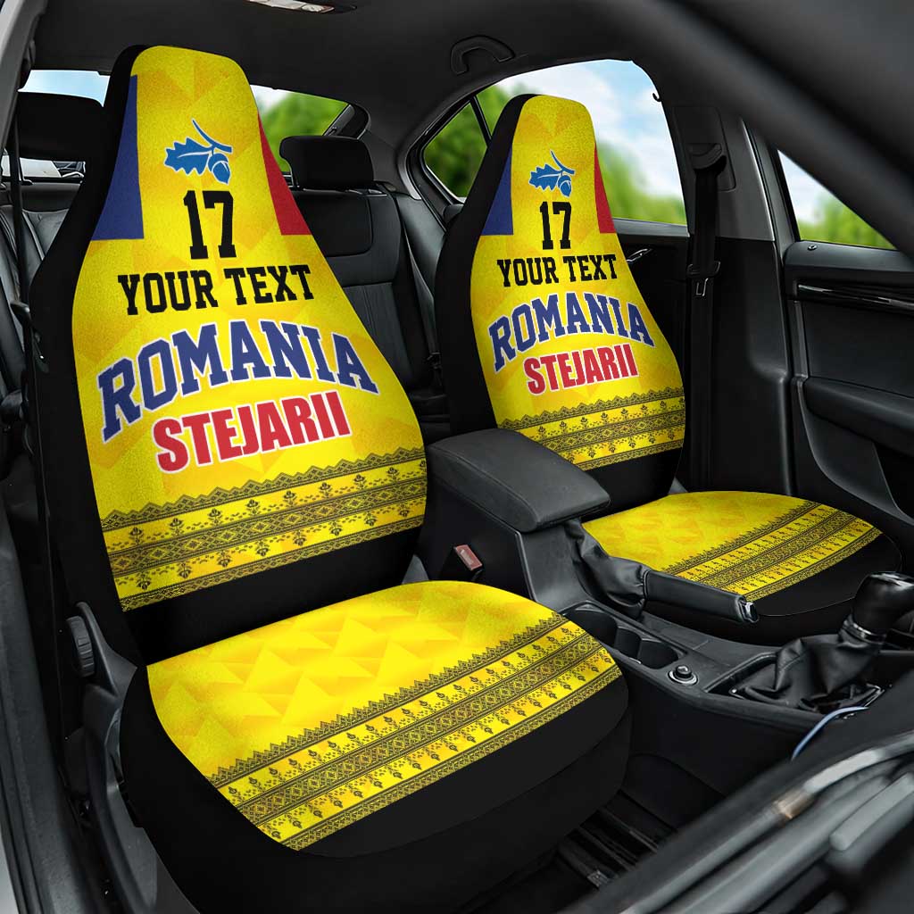 Custom Romania Rugby Go Champions Car Seat Cover Romanian Traditional Patern