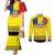 Custom Romania Rugby Go Champions Couples Matching Mermaid Dress and Long Sleeve Button Shirt Romanian Traditional Patern