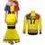 Custom Romania Rugby Go Champions Couples Matching Mermaid Dress and Long Sleeve Button Shirt Romanian Traditional Patern