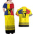 Custom Romania Rugby Go Champions Couples Matching Off Shoulder Maxi Dress and Hawaiian Shirt Romanian Traditional Patern