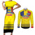 Custom Romania Rugby Go Champions Couples Matching Short Sleeve Bodycon Dress and Long Sleeve Button Shirt Romanian Traditional Patern