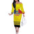 Custom Romania Rugby Go Champions Family Matching Off The Shoulder Long Sleeve Dress and Hawaiian Shirt Romanian Traditional Patern