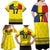 Custom Romania Rugby Go Champions Family Matching Off Shoulder Maxi Dress and Hawaiian Shirt Romanian Traditional Patern