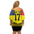 Custom Romania Rugby Go Champions Family Matching Off Shoulder Short Dress and Hawaiian Shirt Romanian Traditional Patern