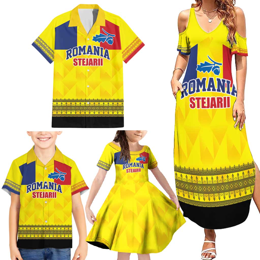 Custom Romania Rugby Go Champions Family Matching Summer Maxi Dress and Hawaiian Shirt Romanian Traditional Patern