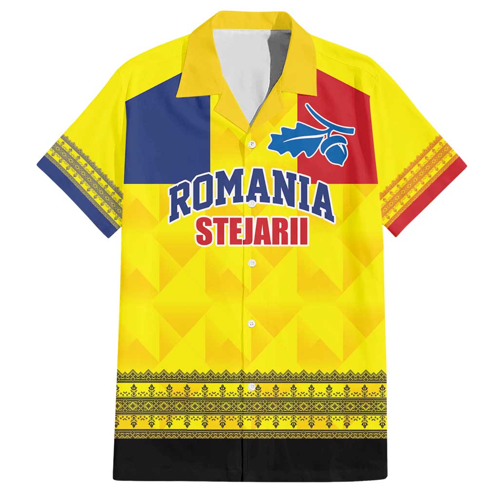 Custom Romania Rugby Go Champions Hawaiian Shirt Romanian Traditional Patern