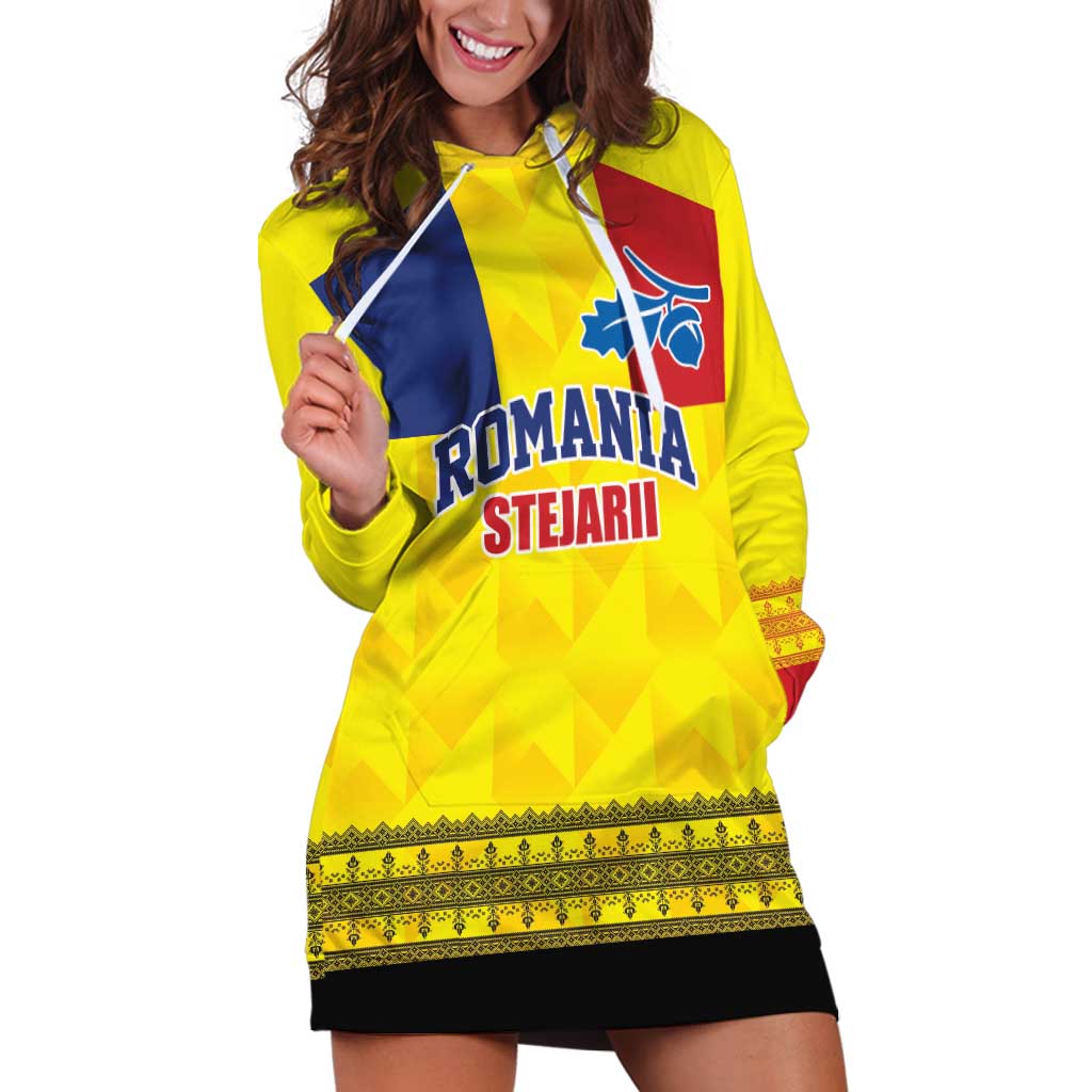 Custom Romania Rugby Go Champions Hoodie Dress Romanian Traditional Patern