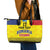 Custom Romania Rugby Go Champions Leather Tote Bag Romanian Traditional Patern