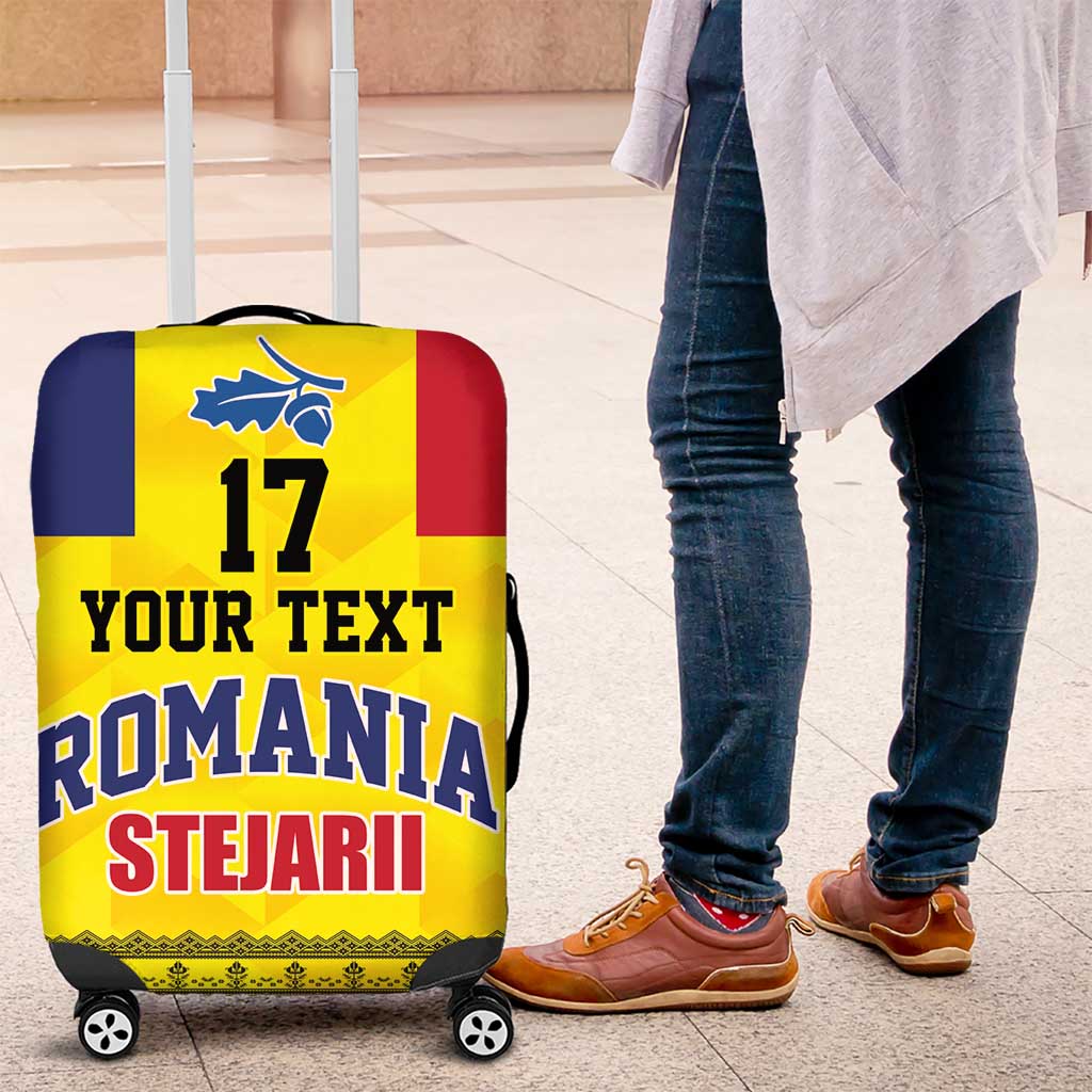 Custom Romania Rugby Go Champions Luggage Cover Romanian Traditional Patern