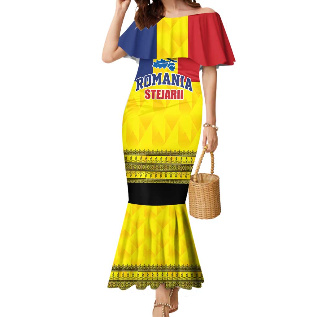 Custom Romania Rugby Go Champions Mermaid Dress Romanian Traditional Patern