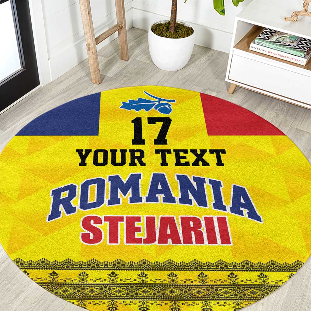 Custom Romania Rugby Go Champions Round Carpet Romanian Traditional Patern