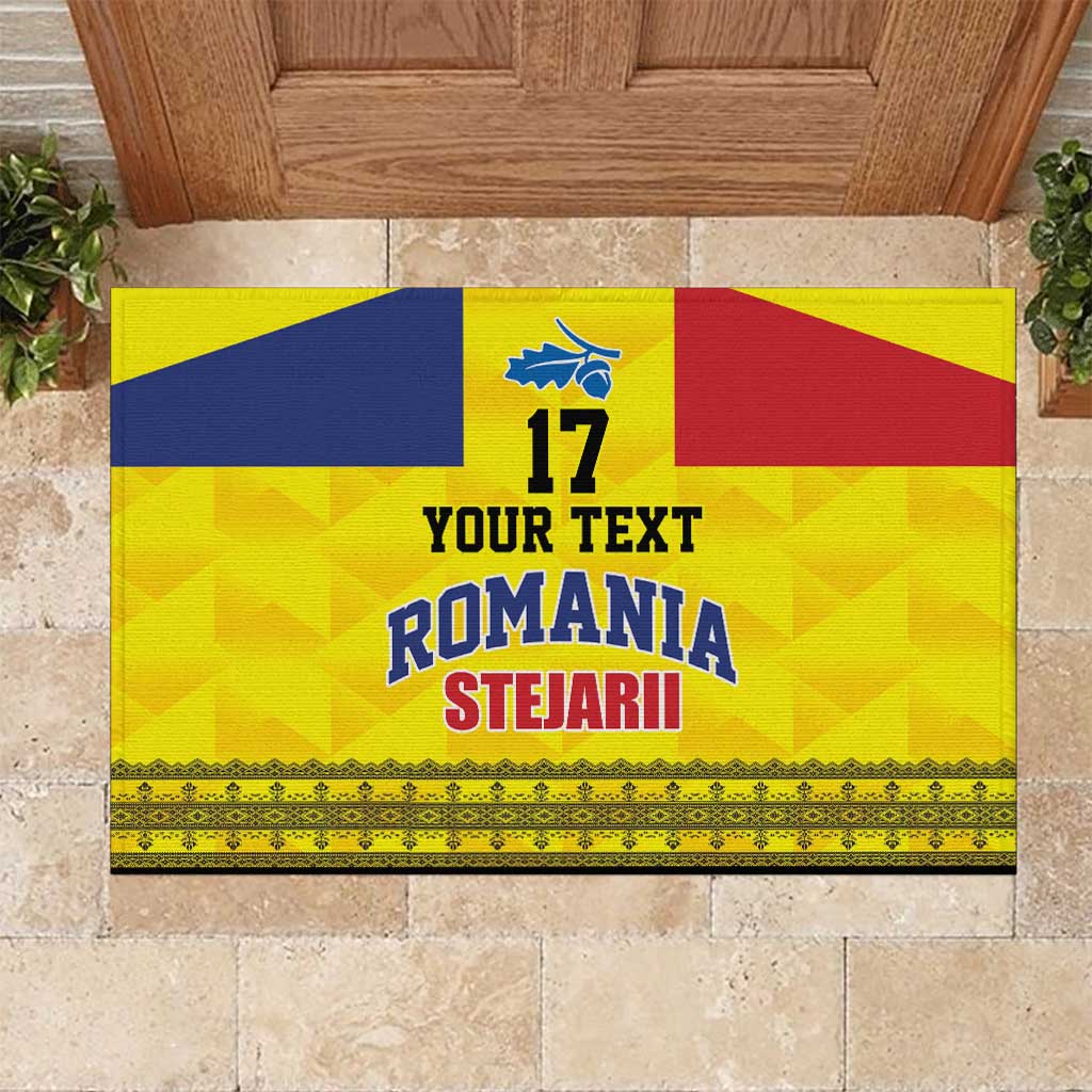 Custom Romania Rugby Go Champions Rubber Doormat Romanian Traditional Patern