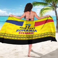 Yellow Romania flag sarong with 17 and "YOUR TEXT ROMANIA STEJARI" lettering (back)