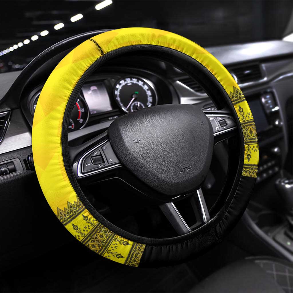 Romania Rugby Go Champions Steering Wheel Cover Romanian Traditional Patern