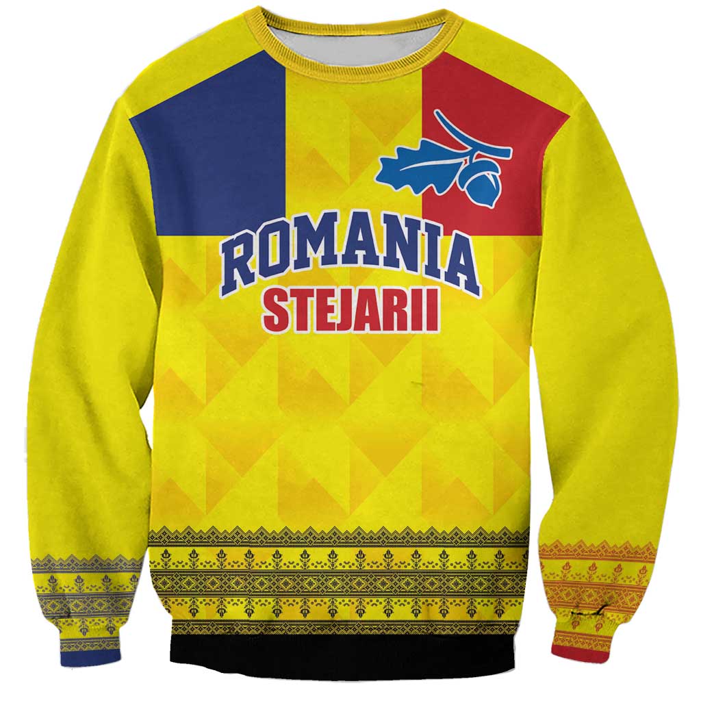 Custom Romania Rugby Go Champions Sweatshirt Romanian Traditional Patern