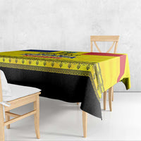 Custom Romania Rugby Go Champions Tablecloth Romanian Traditional Patern