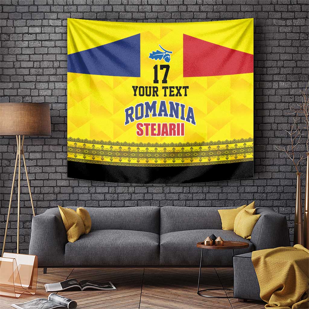 Custom Romania Rugby Go Champions Tapestry Romanian Traditional Patern