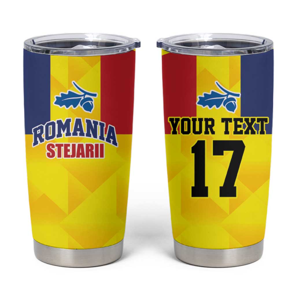 Custom Romania Rugby Go Champions Tumbler Cup Sporty Style with Romanian Traditional Patern