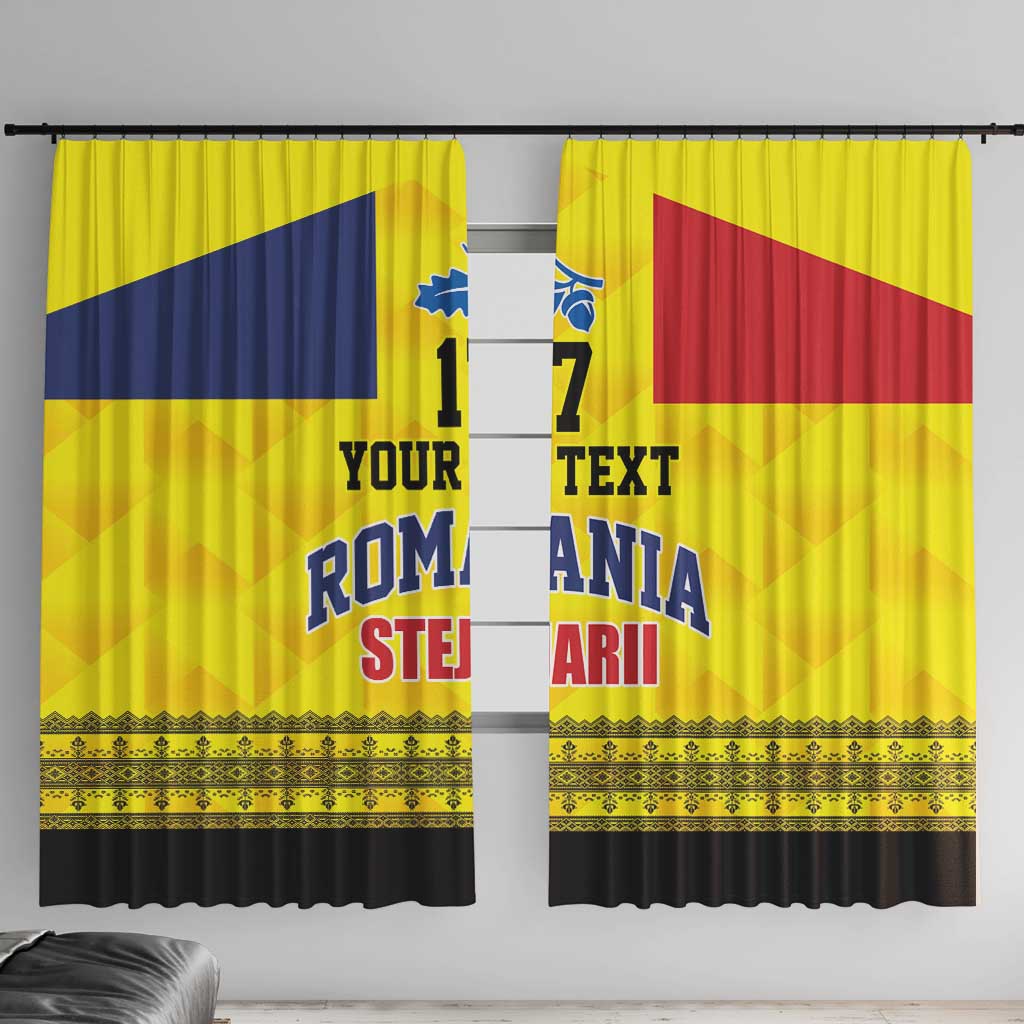 Custom Romania Rugby Go Champions Window Curtain Romanian Traditional Patern