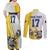 Custom Romania Football With Eagle Mascot Couples Matching Off Shoulder Maxi Dress and Long Sleeve Button Shirt Sporty Style