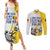 Custom Romania Football With Eagle Mascot Couples Matching Summer Maxi Dress and Long Sleeve Button Shirt Sporty Style