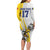 Custom Romania Football With Eagle Mascot Family Matching Long Sleeve Bodycon Dress and Hawaiian Shirt Sporty Style