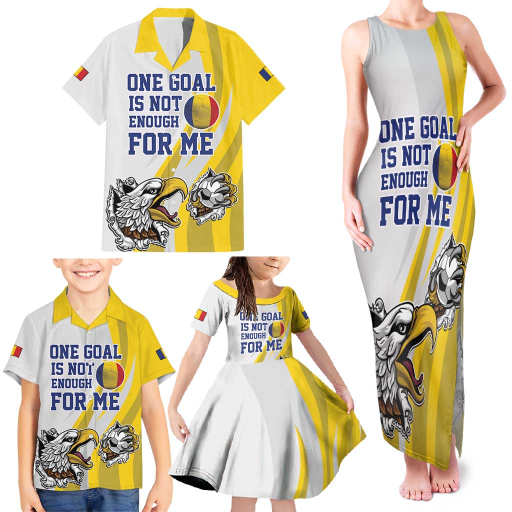 Custom Romania Football With Eagle Mascot Family Matching Tank Maxi Dress and Hawaiian Shirt Sporty Style