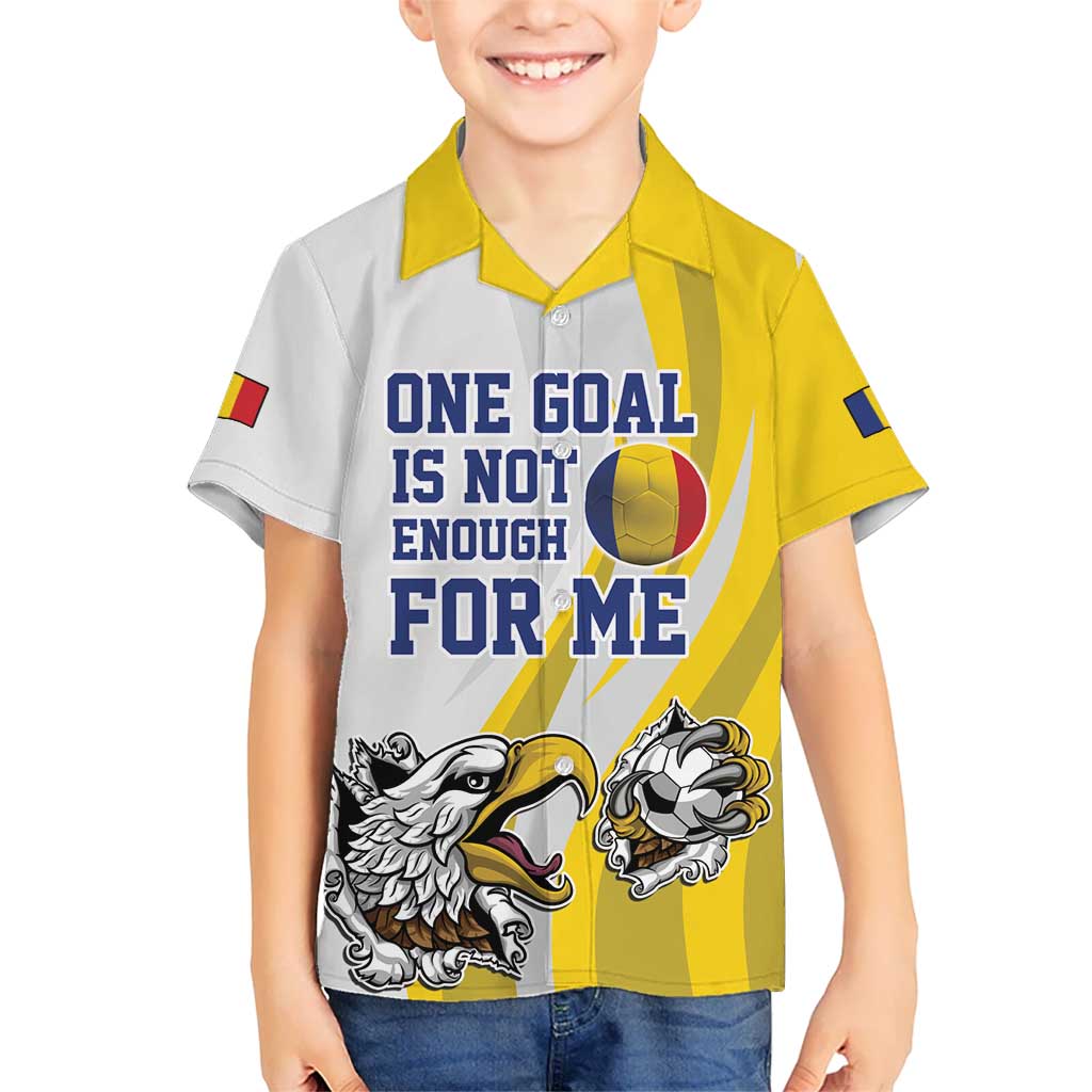 Custom Romania Football With Eagle Mascot Kid Hawaiian Shirt Sporty Style