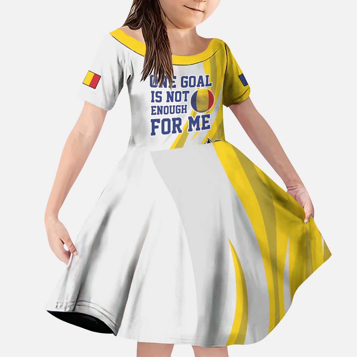 Custom Romania Football With Eagle Mascot Kid Short Sleeve Dress Sporty Style