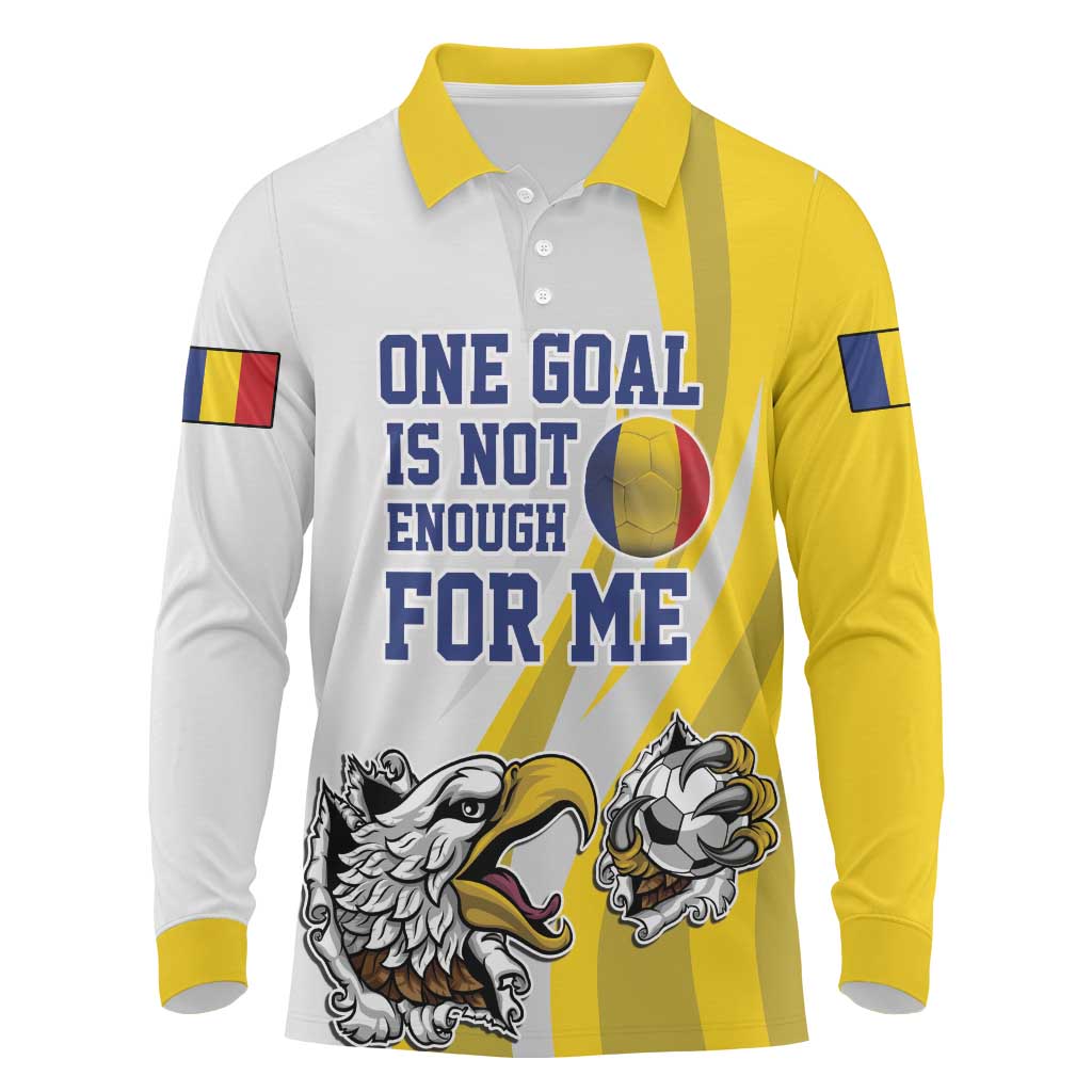 Custom Romania Football With Eagle Mascot Long Sleeve Polo Shirt Sporty Style