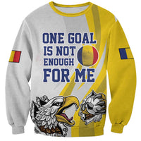 Yellow and gray football sweatshirt with eagle mascot graphic and slogan print
