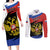 Russia Coat of Arms Couples Matching Long Sleeve Bodycon Dress and Long Sleeve Button Shirt Russian Eagle Two Heads Simple Style