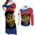 Russia Coat of Arms Couples Matching Off Shoulder Maxi Dress and Long Sleeve Button Shirt Russian Eagle Two Heads Simple Style