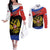 Russia Coat of Arms Couples Matching Off The Shoulder Long Sleeve Dress and Long Sleeve Button Shirt Russian Eagle Two Heads Simple Style