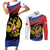 Russia Coat of Arms Couples Matching Short Sleeve Bodycon Dress and Long Sleeve Button Shirt Russian Eagle Two Heads Simple Style